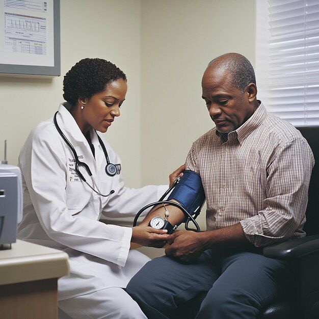 Clinician checking a patient's blood pressure