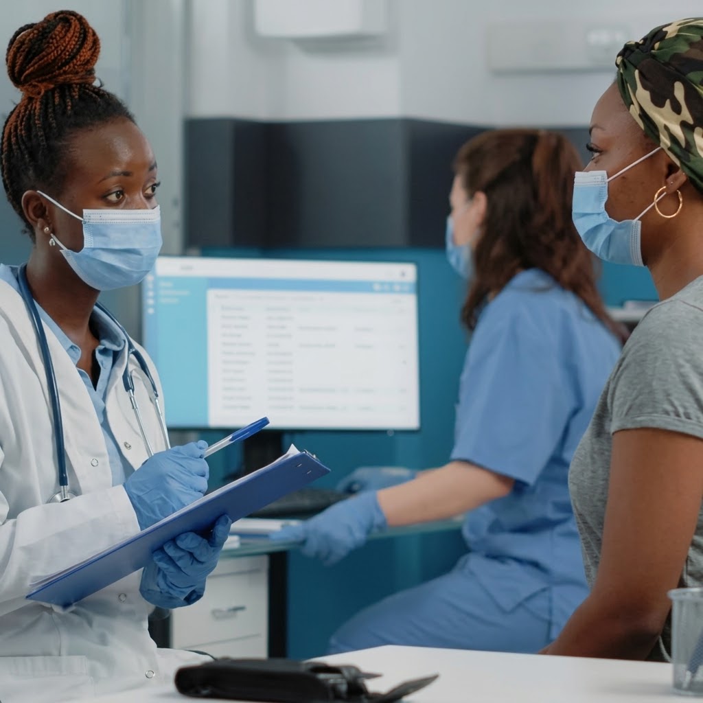 Doctor consulting with a patient at the clinic